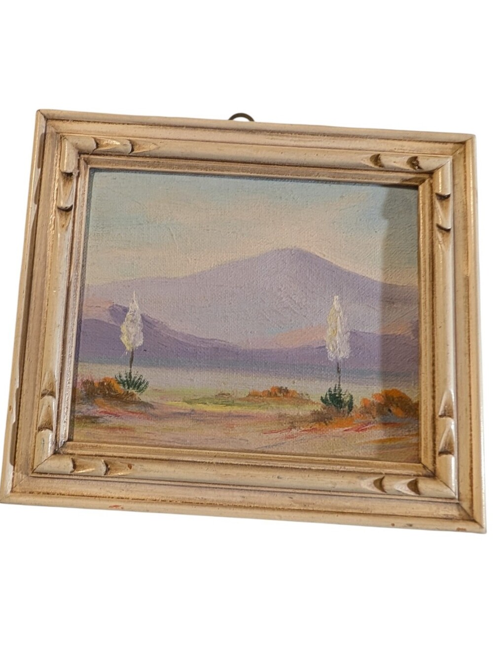 Vintage Original Landscape Oil Painting on Canvas Board Framed Miniature Art